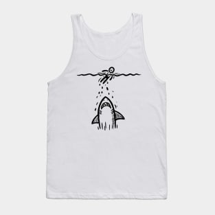 Stick Figure of a Shark in Black Ink Tank Top